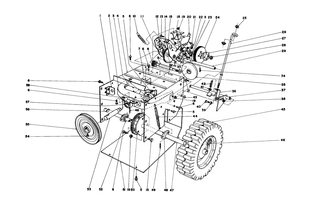 Traction Assembly Diagram and Parts List for 38250 0000001 - 0999999 Toro Snow Blower