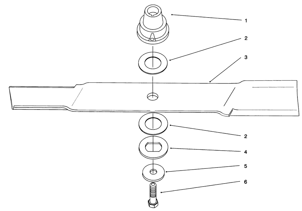 Blade Assembly Diagram and Parts List for 21001B 6900001 - 6999999 Toro Lawn Mower
