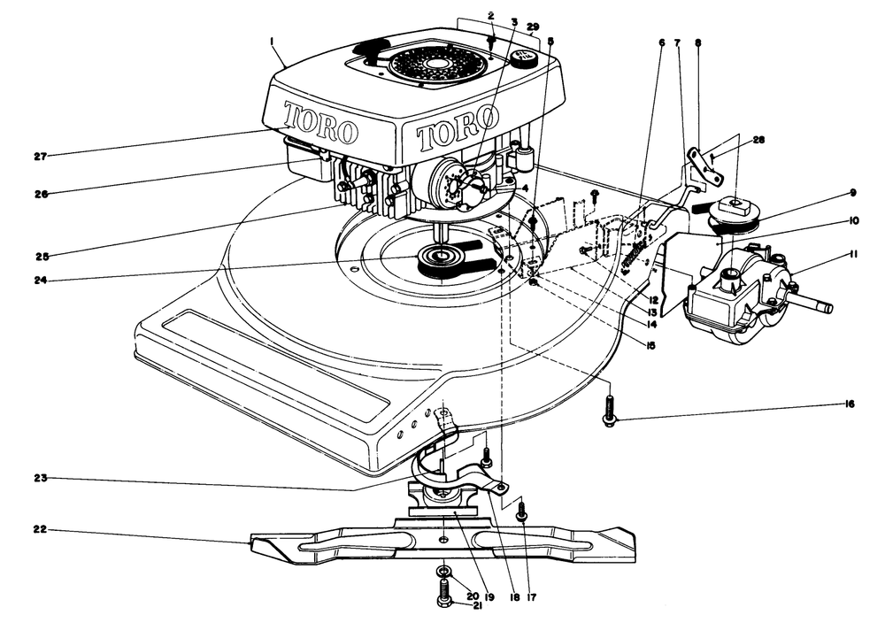 Engine Assembly (Model No. 16940) Diagram and Parts List for 16930 0000001 - 0999999 Toro Lawn Mower