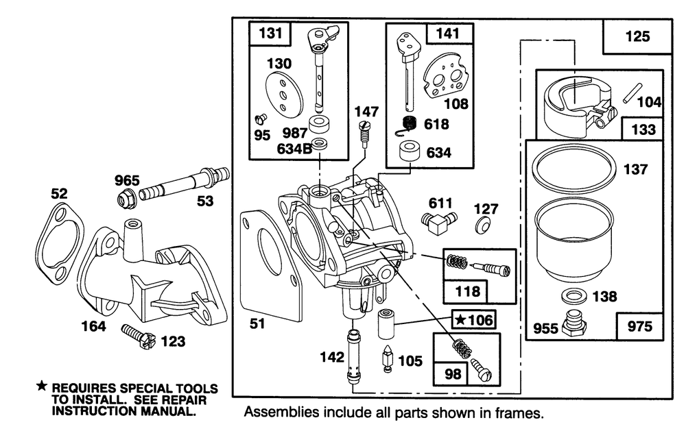 Engine Briggs & Stratton Model 282707-0119-01 Diagram and Parts List for 71182 4900001 - 4999999 Toro Lawn Tractor