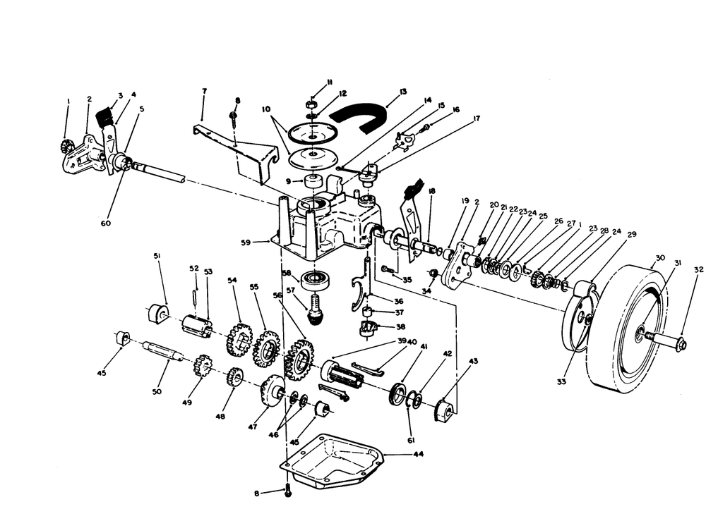 Gear Case Assembly Diagram and Parts List for 20327B 2000001 - 2999999 Toro Lawn Mower