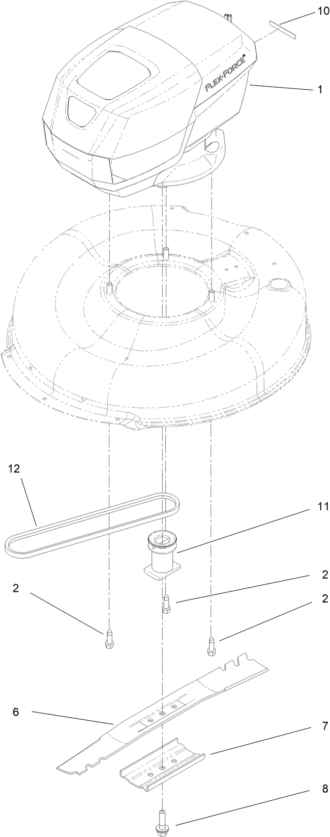 Motor And Blade Assembly Diagram and Parts List for 21356T 400000000 - 409999999 Toro Lawn Mower