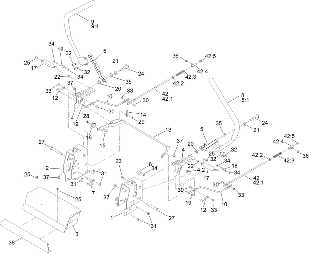 Motion Control Assembly Diagram and Parts List for 75748 414400000 - 999999999 Toro Lawn Tractor