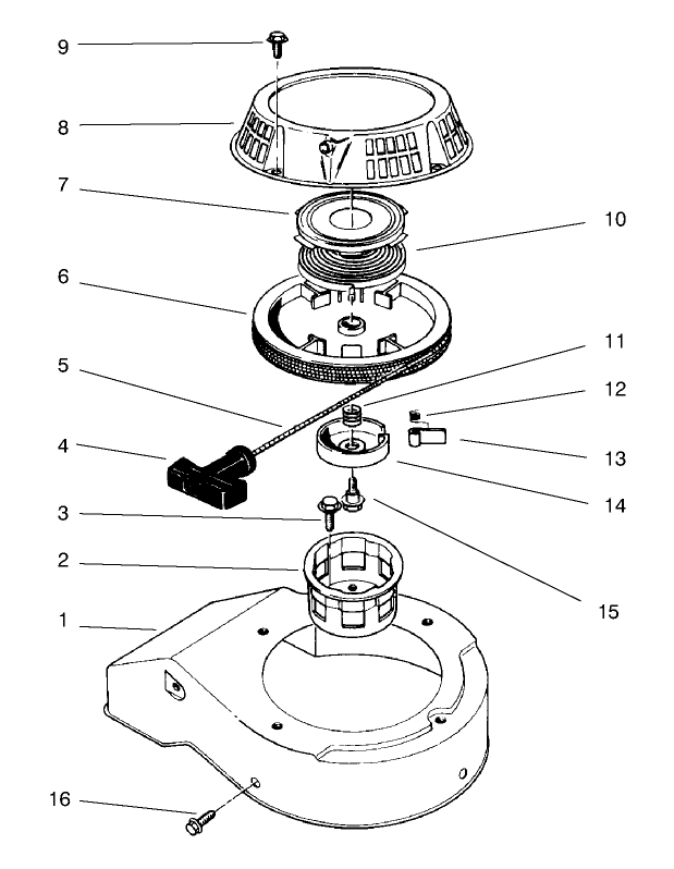 Recoil Assembly (Model No. 47pt7-3) Diagram and Parts List for 22031 9900001 - 9999999 Toro Lawn Mower
