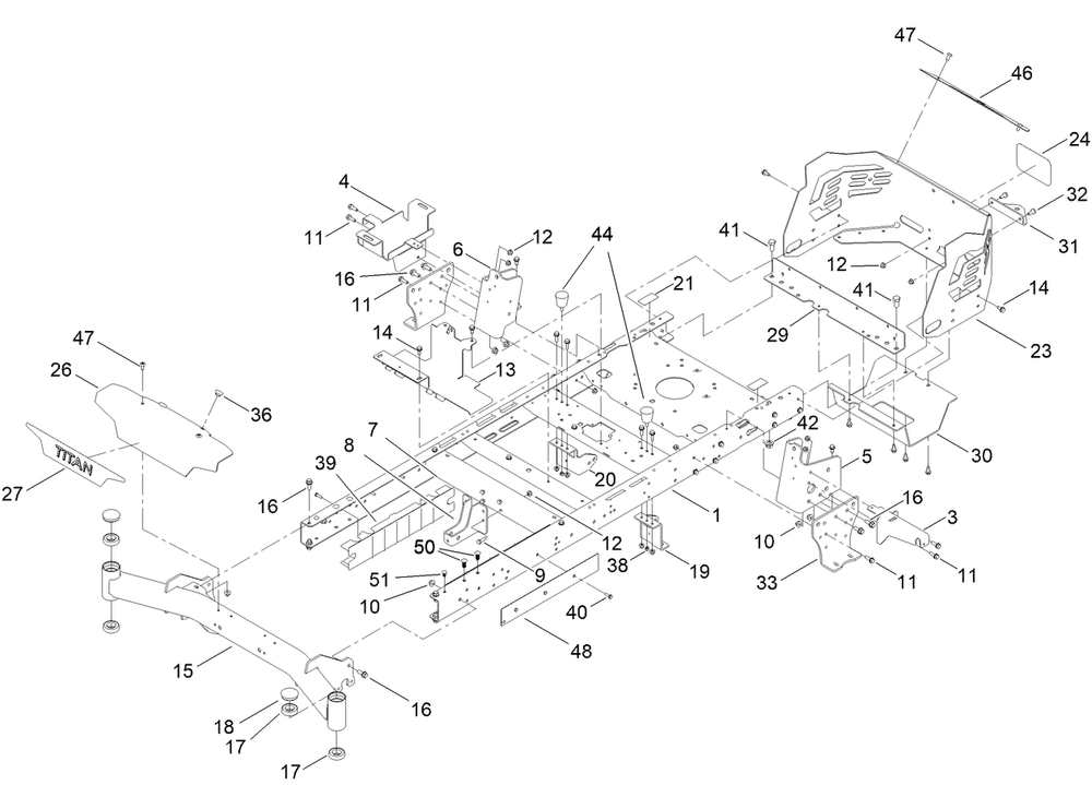 Frame Assembly Diagram and Parts List for 75316 413000000 - 999999999 Toro Lawn Tractor
