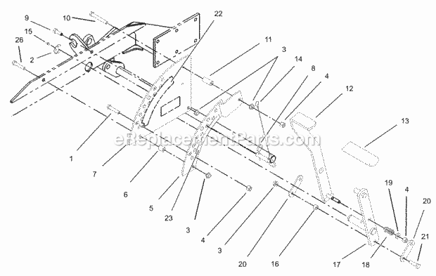Height Of Cut Assembly Diagram and Parts List for 74166 240000001-240999999 Toro Lawn Mower
