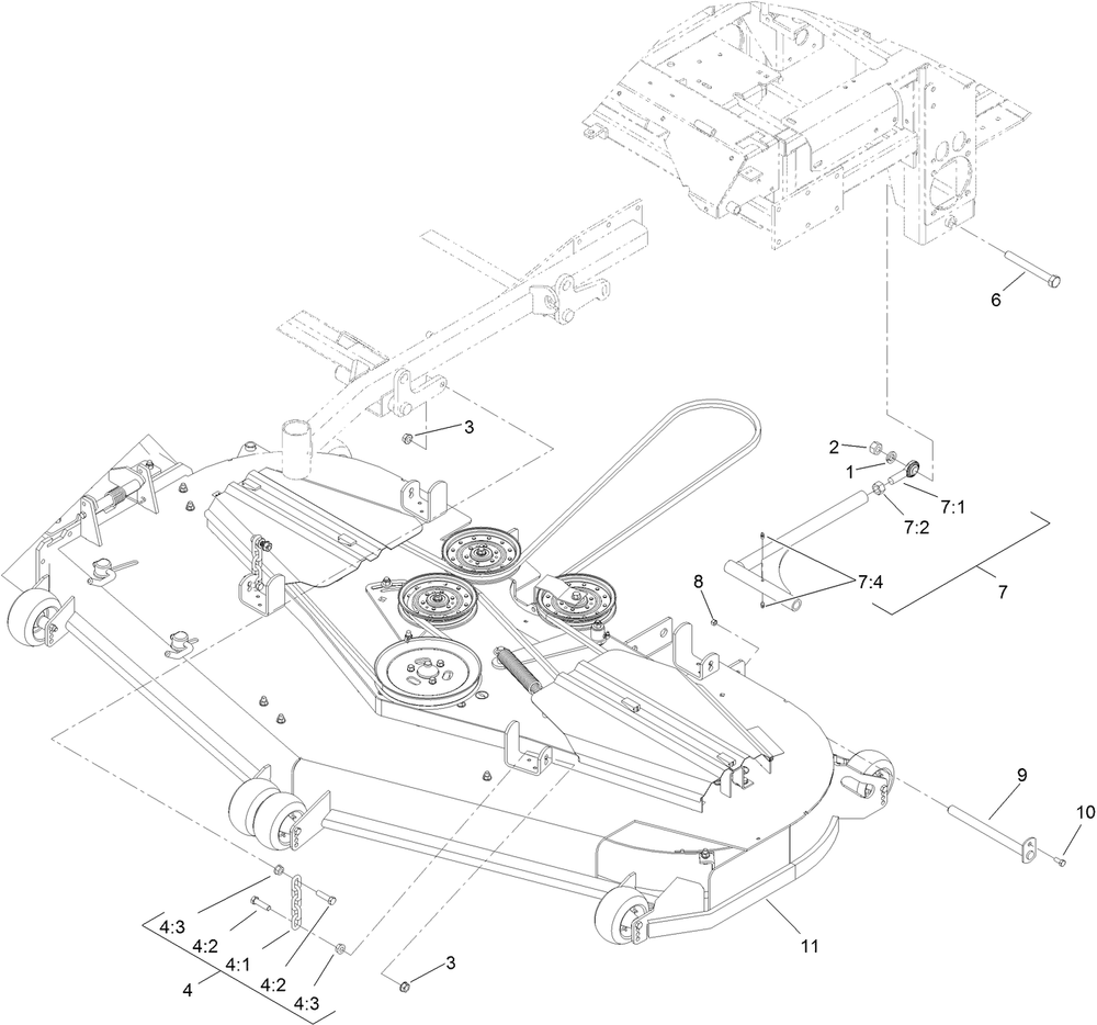 Deck Connection Assembly Diagram and Parts List for 72265TE 400000000-406427925 Toro Lawn Mower
