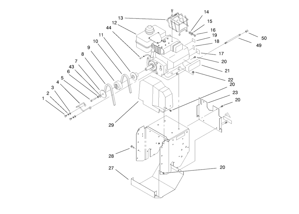 Engine And Frame Assembly Diagram and Parts List for 38083 8900001 - 8999999 Toro Snow Blower
