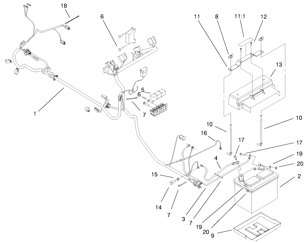 22hp Electrical Assembly Diagram and Parts List for 73561 9900001 - 9999999 Toro Lawn Tractor