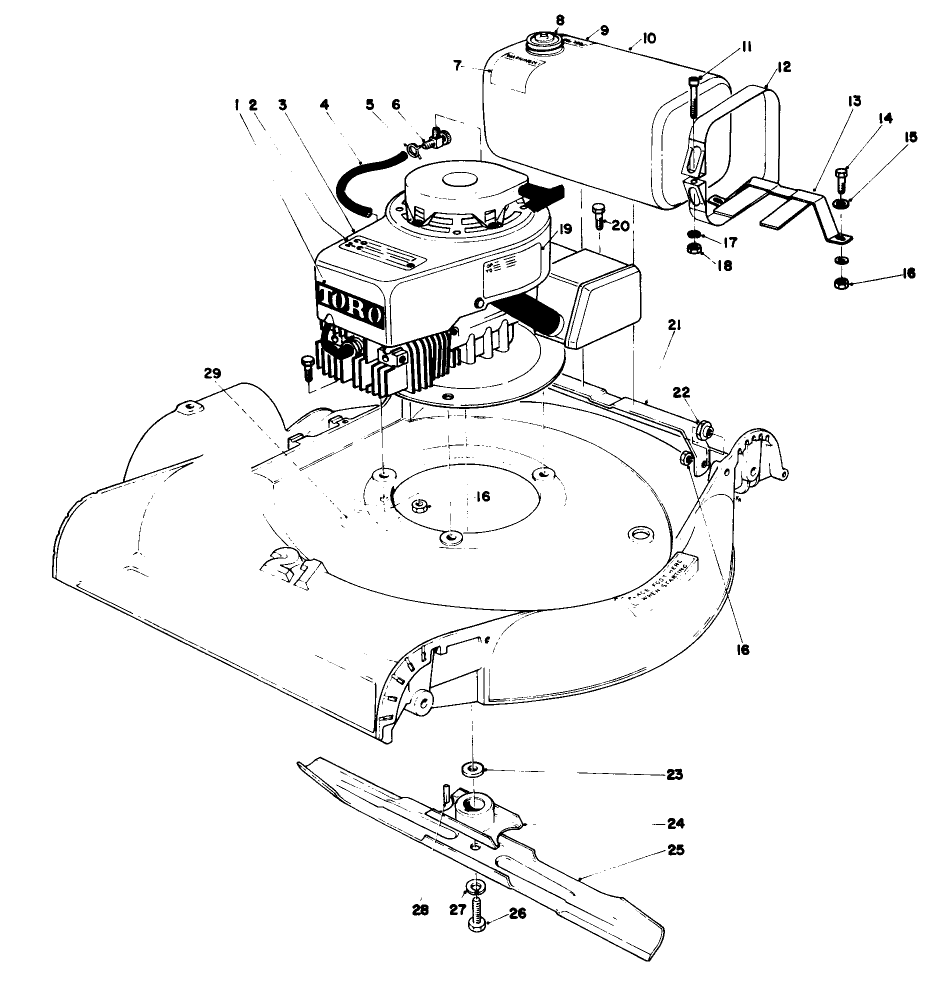 Engine Assembly Diagram and Parts List for 23375 0000001 - 0999999 Toro Lawn Mower