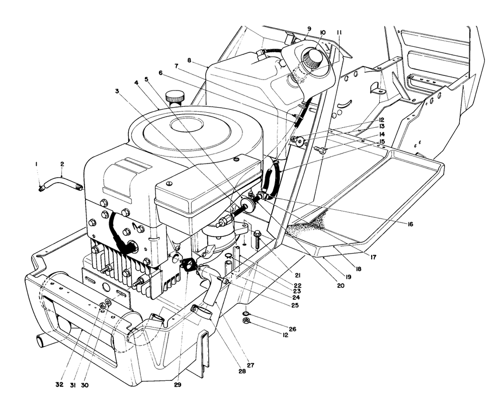 Engine Assembly Model 57360 Diagram and Parts List for 57360 5000001 - 5999999 Toro Lawn Tractor