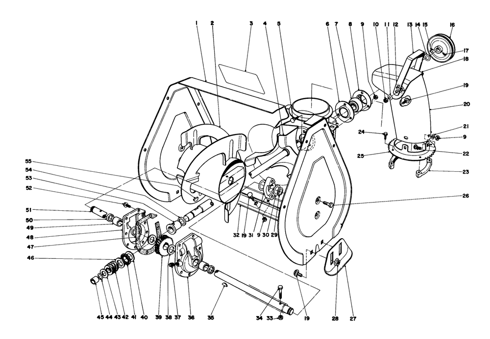 Auger Assembly Diagram and Parts List for 38035 4000001 - 4999999 Toro Snow Blower