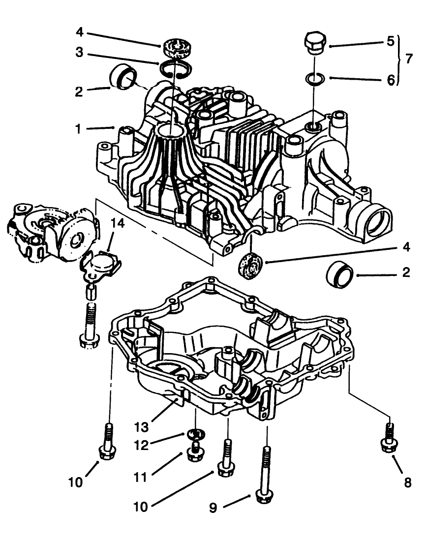 Transaxle Case Diagram and Parts List for 72064 6900001 - 6999999 Toro Lawn Tractor
