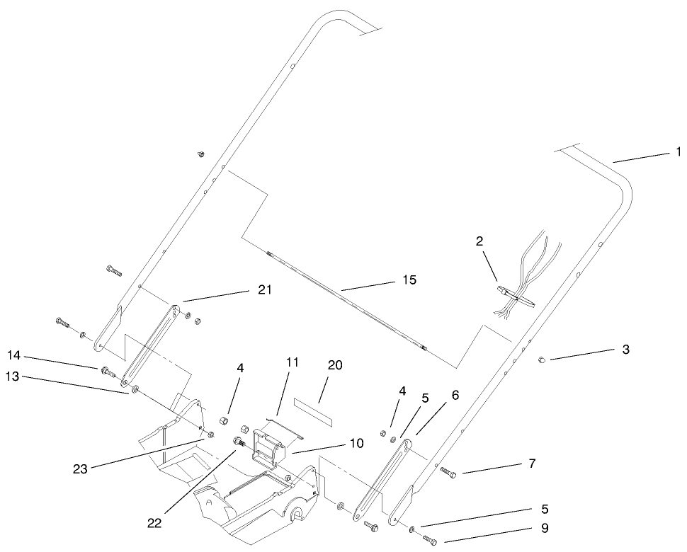 Handle Assembly Diagram and Parts List for 22172 9900001 - 9999999 Toro Lawn Mower