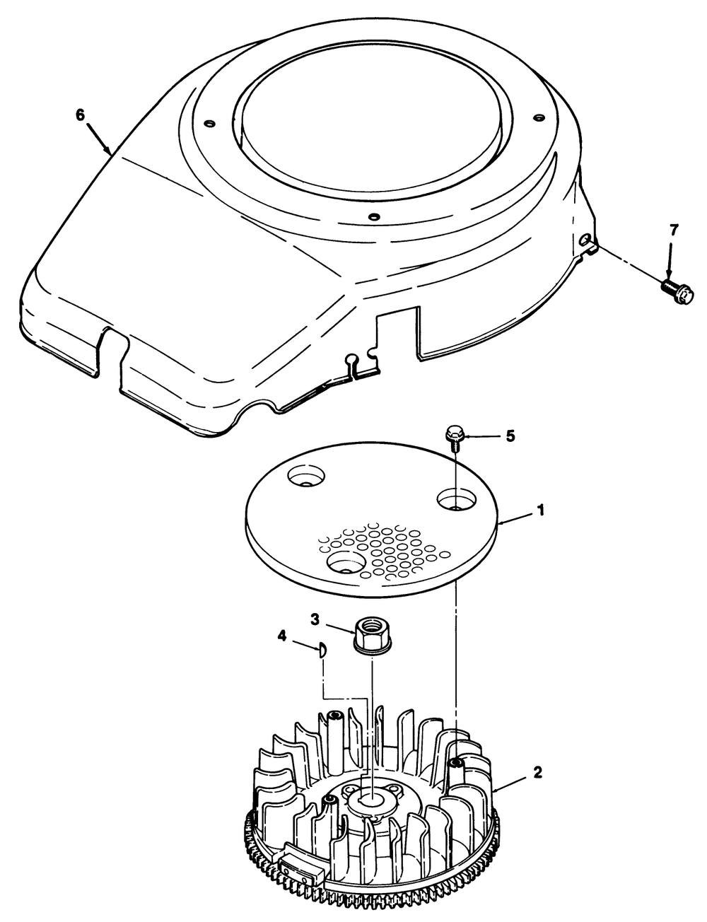 12hp Engine Flywheel & Cover Assembly Diagram and Parts List for R2-12O502 2000001 - 2999999 Toro Lawn Tractor