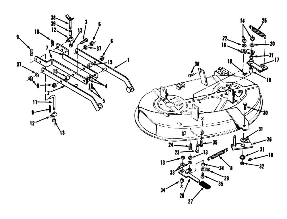 Deck Assembly (Continued) Diagram and Parts List for 05-38SY02 1000001 - 1999999 Toro Lawn Mower