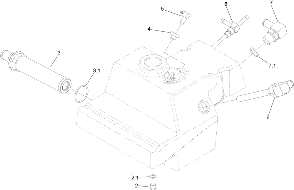 Hydraulic Reservoir Assembly Diagram and Parts List for 74072 403226744-404399999 Toro Lawn Mower