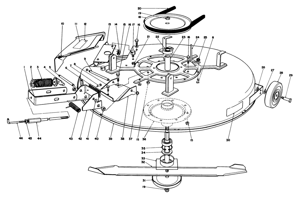 Mower Assembly Diagram and Parts List for 56145 4000001 - 4999999 Toro Lawn Tractor