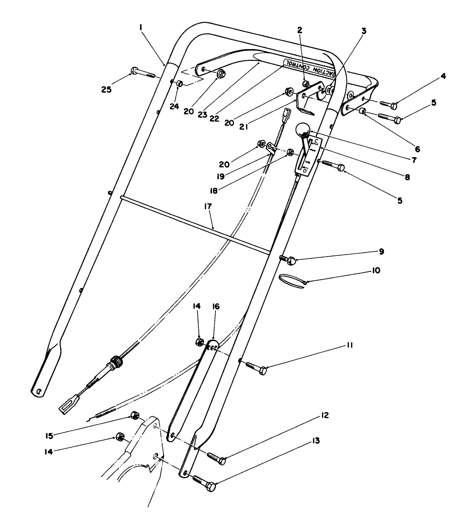Handle Assembly (Model 22020) Diagram and Parts List for 22020 6000001 - 6999999 Toro Lawn Mower