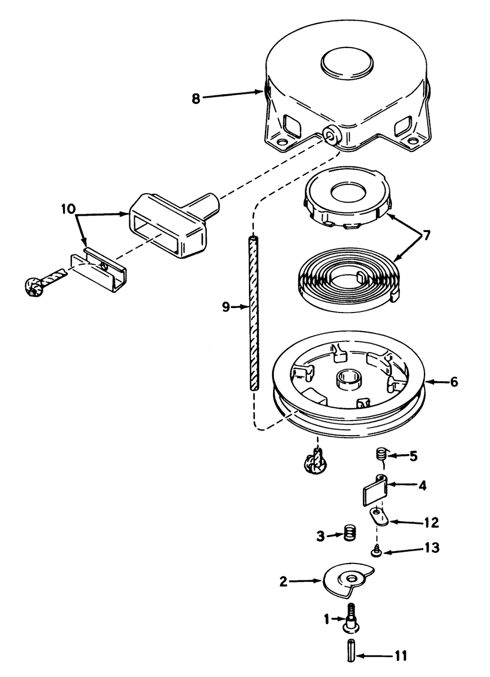 Rewind Starter No. 590473 Diagram and Parts List for 31303 3000001 - 3999999 Toro Snow Blower