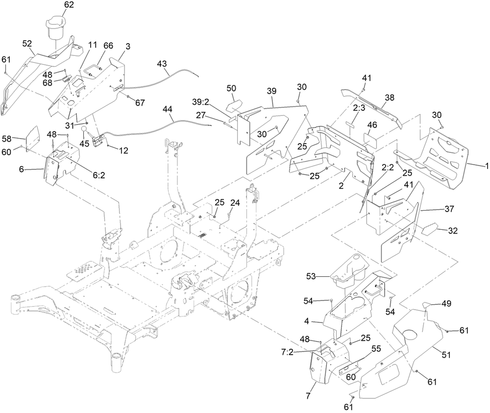 Throttle, Choke Cables And Guard Assembly Diagram and Parts List for 74053TE 414324427 - 414387043 Toro Lawn Tractor