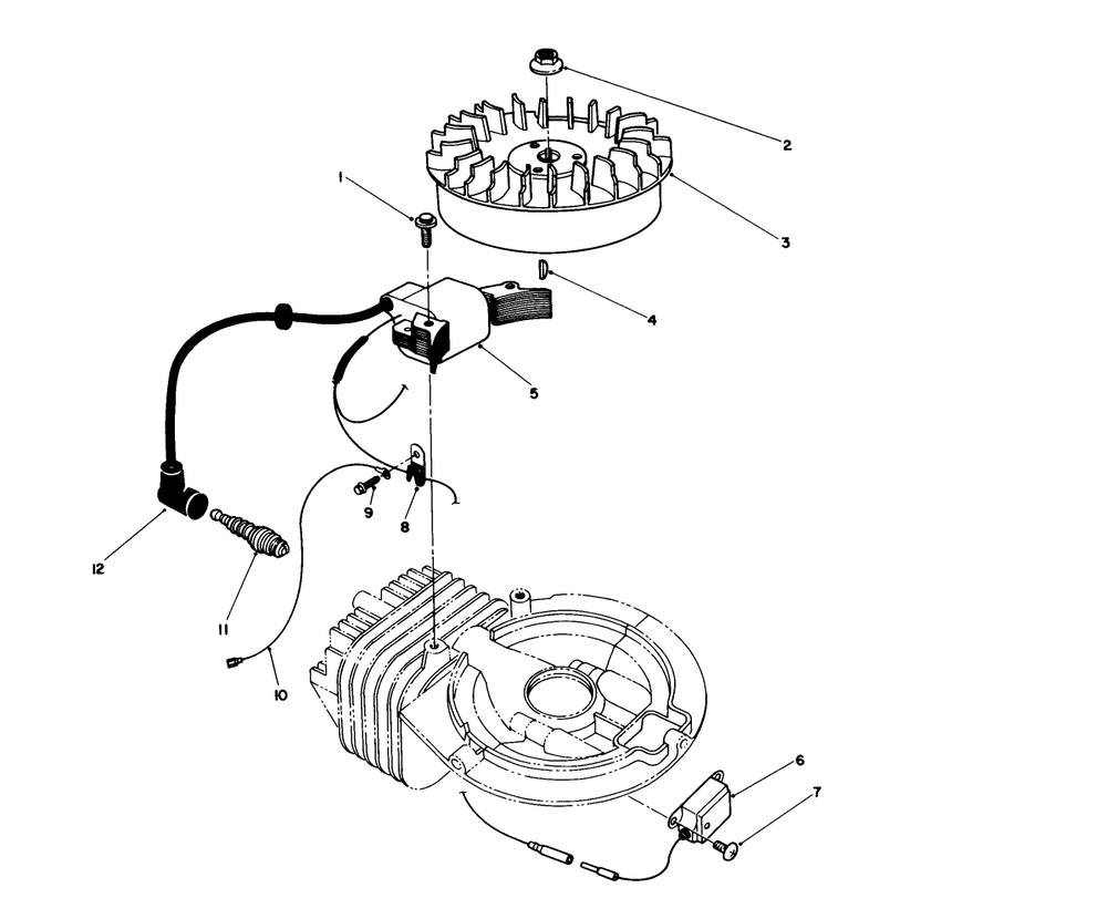 Flywheel & Magneto Assembly (Engine Model No. 47pm1-4) Diagram and Parts List for 38181 3900001 - 3999999 Toro Snow Blower