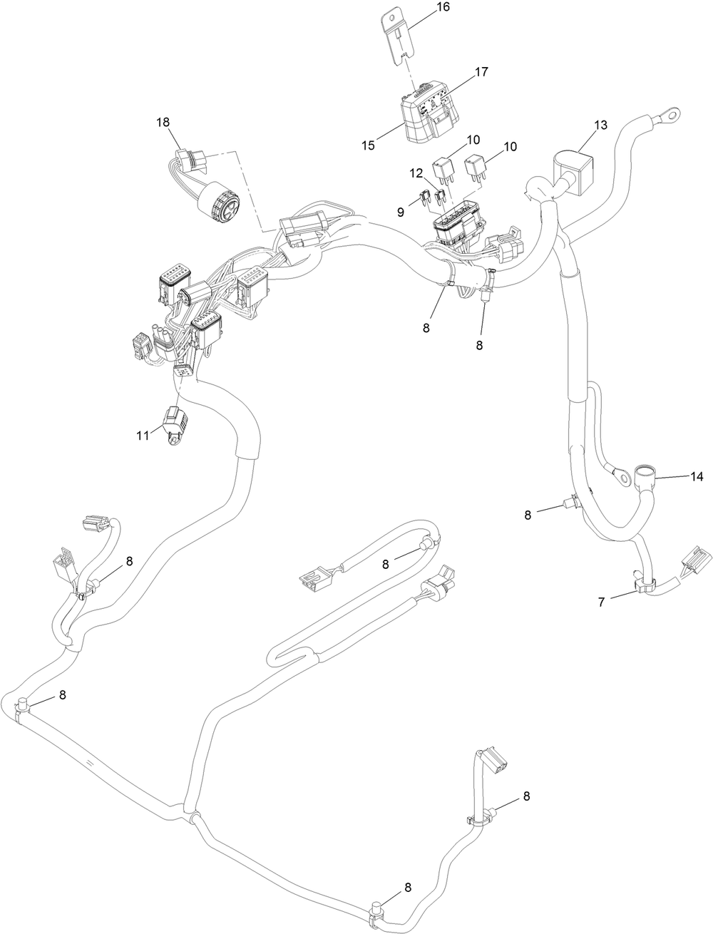 Wire Harness Assembly Diagram and Parts List for 72947 406343041-999999999 Toro Lawn Mower