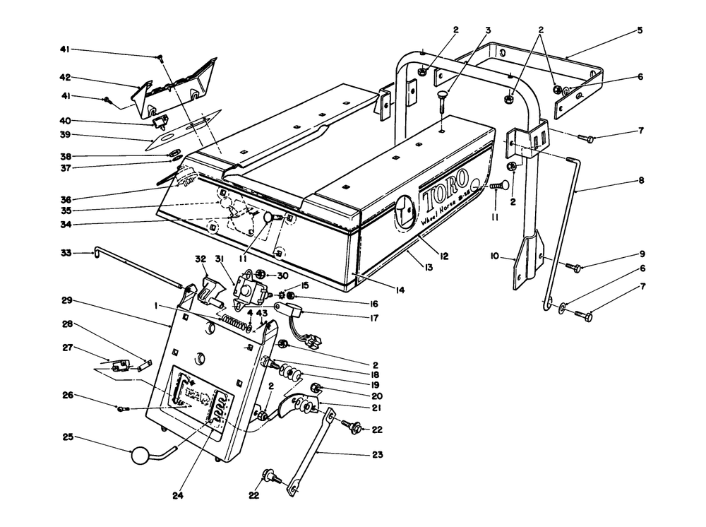 Rear Body Assembly Diagram and Parts List for 56132 1000001 - 1999999 Toro Lawn Tractor