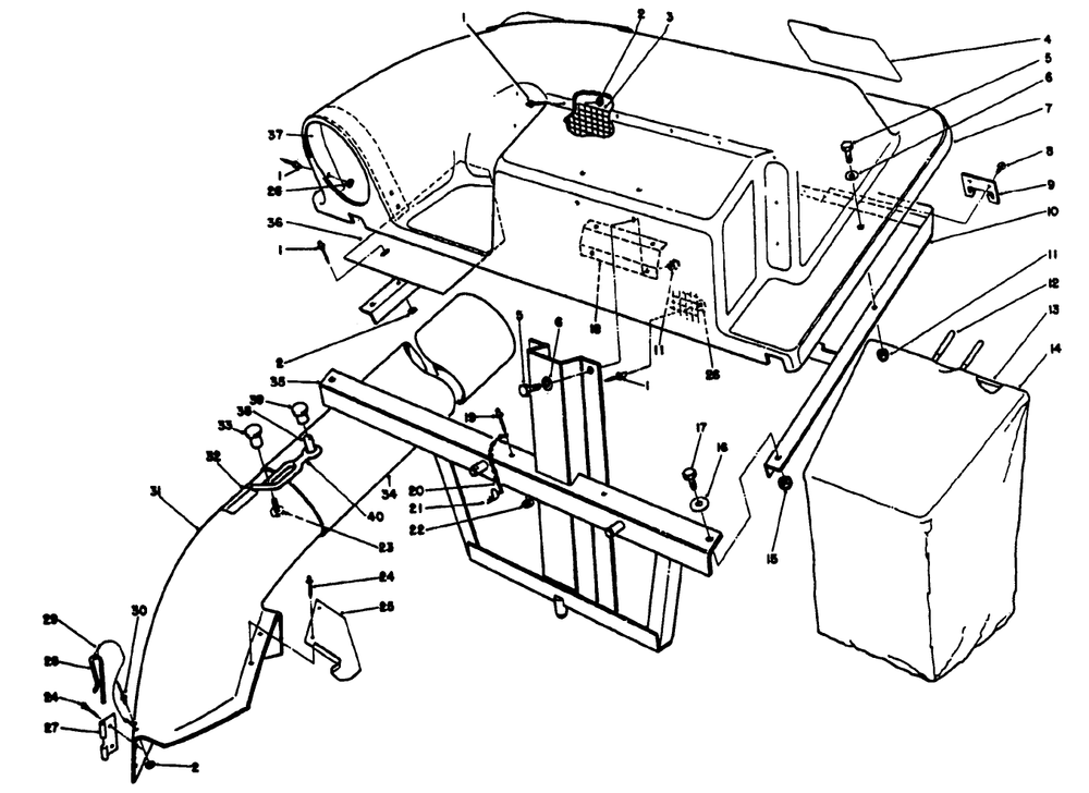 Twin Bagger Grass Catcher Model 59184 (Opt.) Diagram and Parts List for 56185 2000001 - 2999999 Toro Lawn Tractor