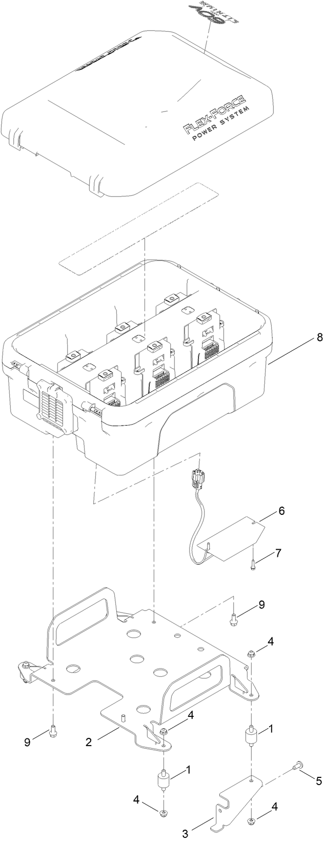 Battery Box Assembly Diagram and Parts List for 75851 416400000 - 417399999 Toro Lawn Tractor
