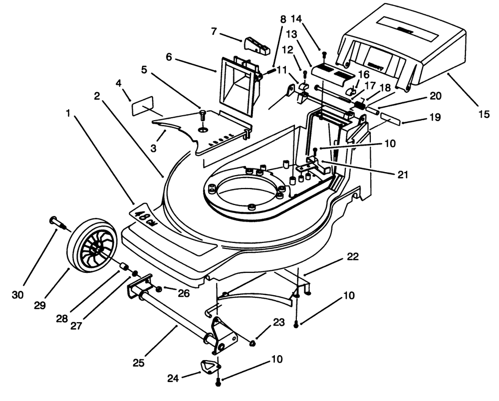 Housing Assembly Diagram and Parts List for 20928B 49000001 - 49999999 Toro Lawn Mower