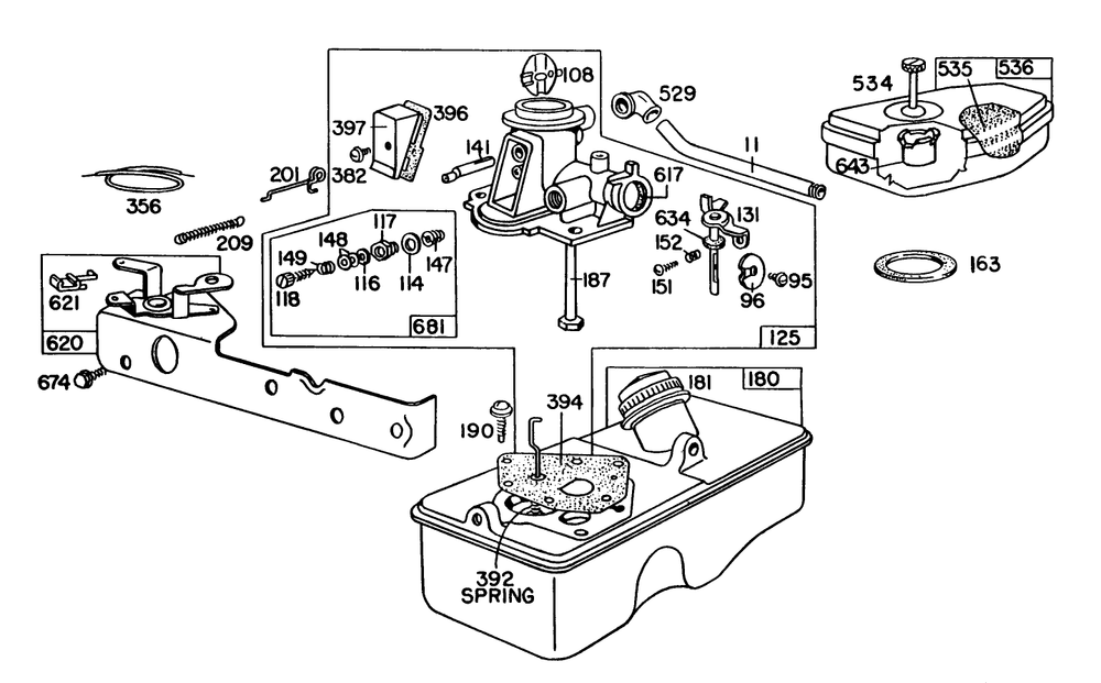 Briggs & Stratton Carburetor Assembly Model 92508-1033-02 Diagram and Parts List for 16350 0000001 - 0999999 Toro Lawn Mower