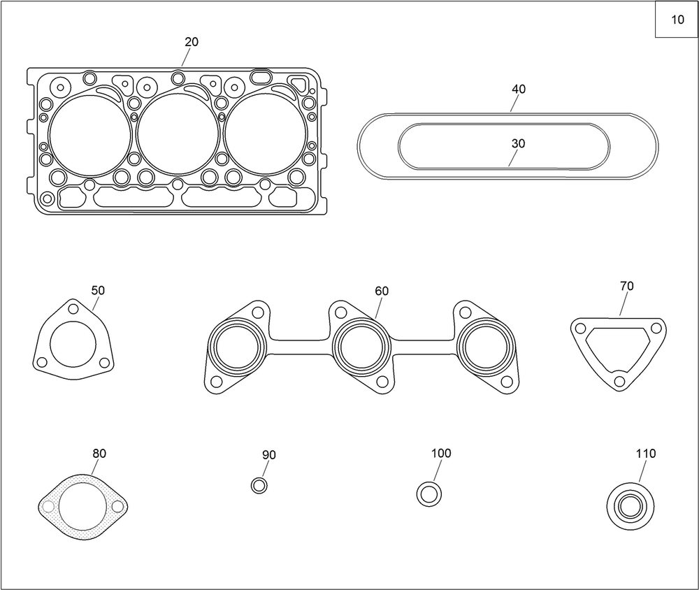 Upper Engine Gasket Kit Diagram and Parts List for 22337CP 410400000 - 999999999 Toro Lawn Tractor Accessories