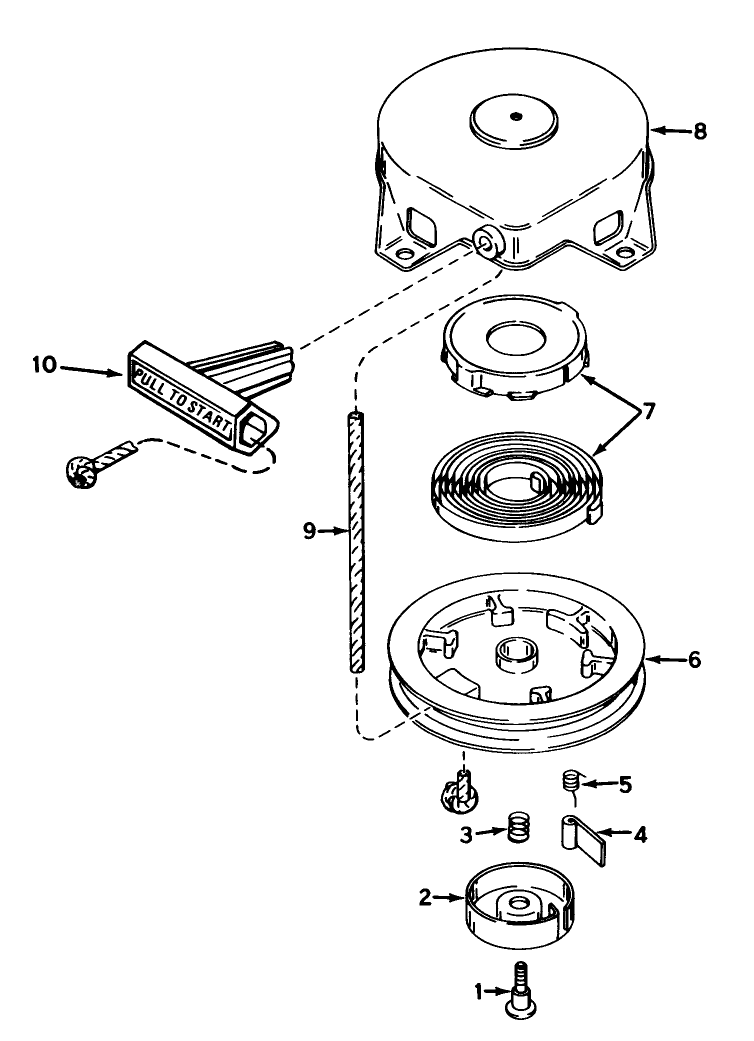 Rewind Starter No. 590537 Diagram and Parts List for 38110C 8000001 - 8999999 Toro Snow Blower