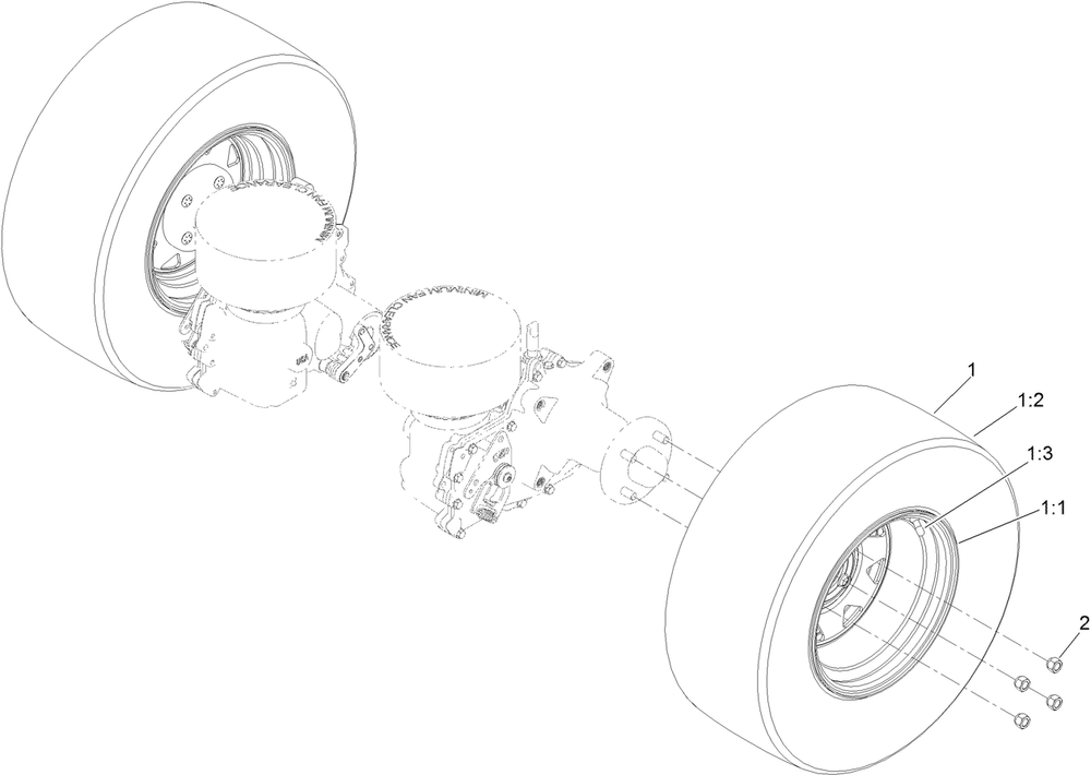 Rear Wheel Assembly Diagram and Parts List for 74048TE 410170000-411435567 Toro Lawn Tractor