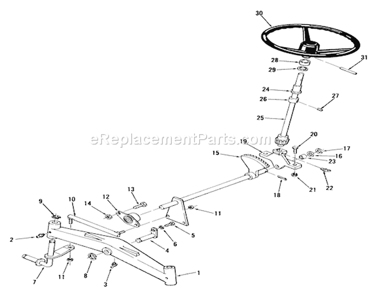 Front Axle And Steering Diagram and Parts List for 81-14KS01 1978 Toro Lawn Tractor