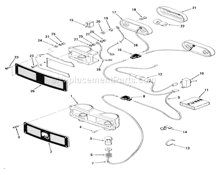 Head And Tail Lights Diagram and Parts List for 81-14KS01 1978 Toro Lawn Tractor