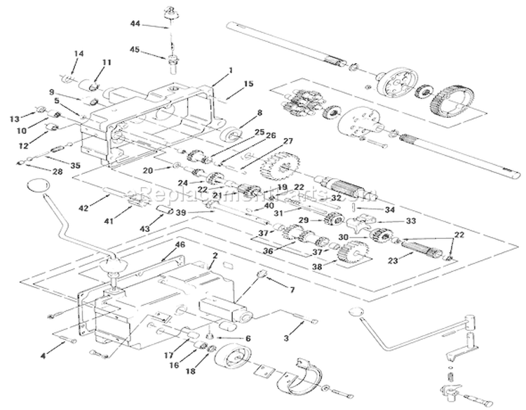 Mechanical Transmission-8 Speed Diagram and Parts List for 91-16K801 1979 Toro Lawn Tractor