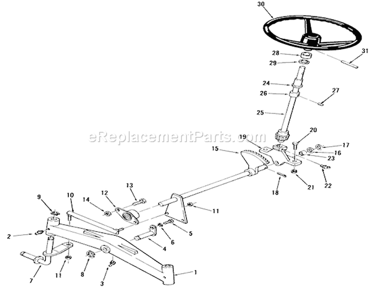 Front Axle And Steering Diagram and Parts List for 91-16KS01 1979 Toro Lawn Tractor