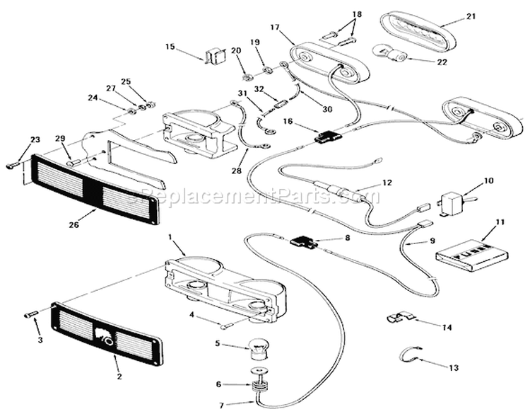 Head And Tail Lights Diagram and Parts List for 91-16KS01 1979 Toro Lawn Tractor