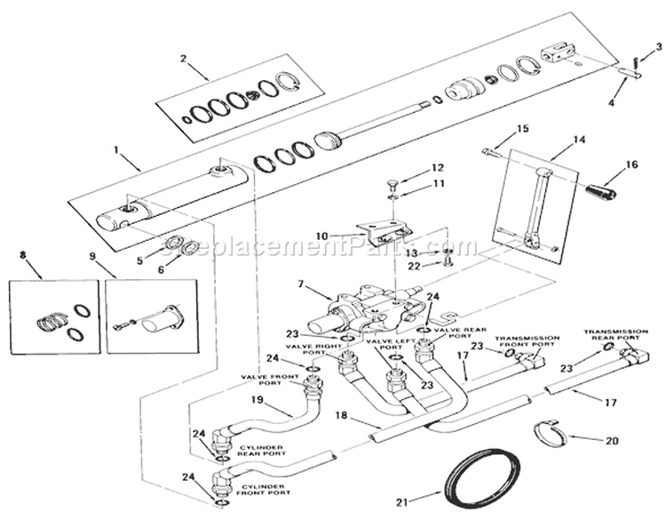Hydraulic System Diagram and Parts List for 91-16KS01 1979 Toro Lawn Tractor