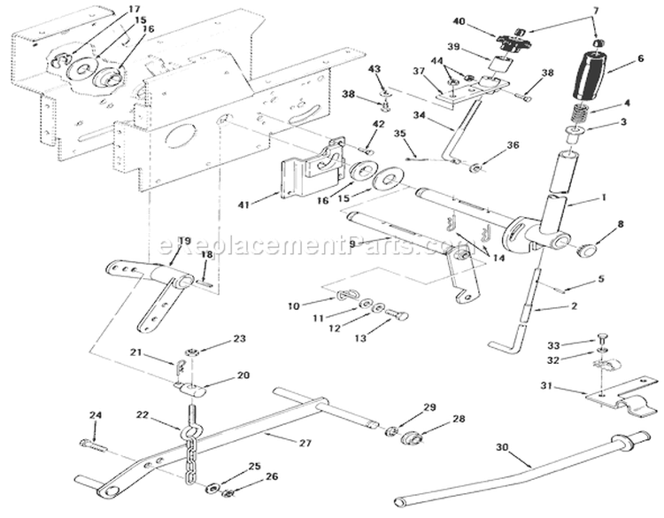 Lift Linkage Diagram and Parts List for 91-16KS01 1979 Toro Lawn Tractor