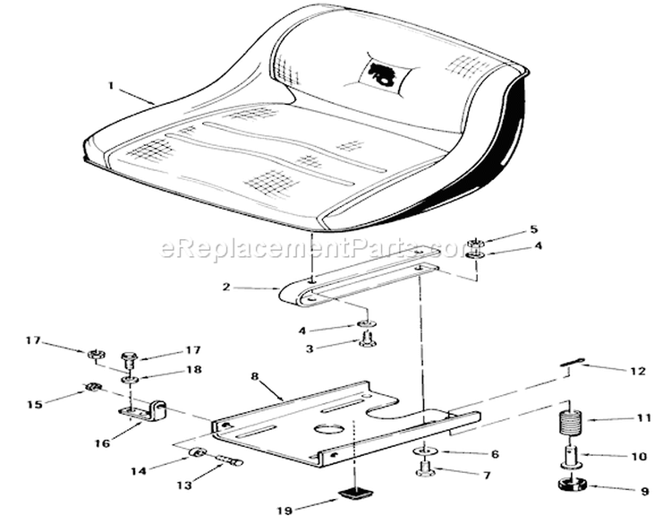 Seat Diagram and Parts List for 91-16KS01 1979 Toro Lawn Tractor