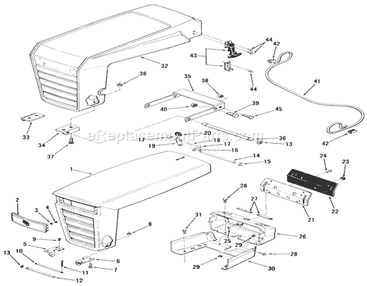 Sheet Metal And Covers Diagram and Parts List for 91-16KS01 1979 Toro Lawn Tractor