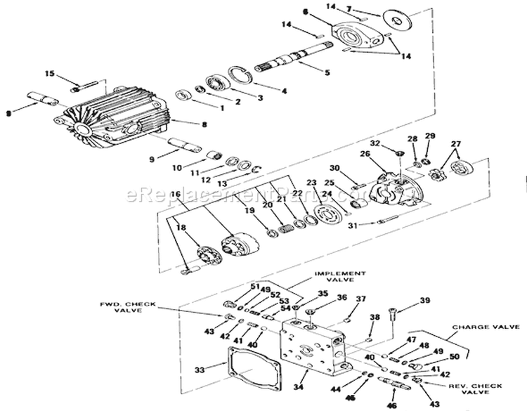 Hydrostatic Transmission-Pump Section Diagram and Parts List for 81-16OS01 1978 Toro Lawn Tractor