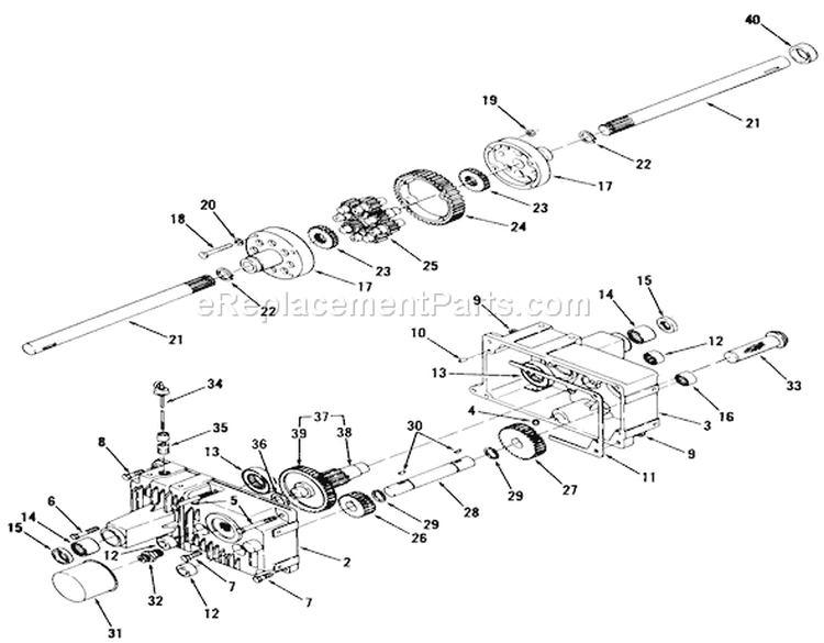 Transaxle Diagram and Parts List for 81-16OS01 1978 Toro Lawn Tractor