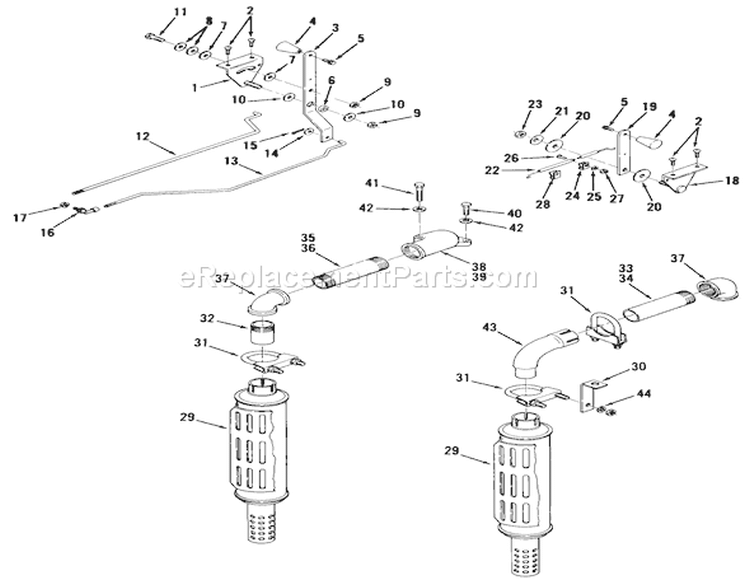 Choke And Throttle Controls, And Exhaust Systems Diagram and Parts List for 91-20KS01 1979 Toro Lawn Tractor