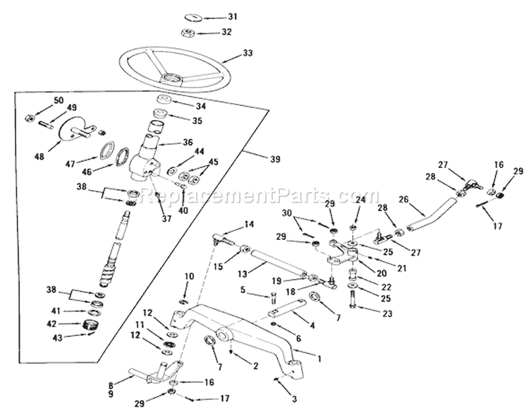 Front Axle And Steering Diagram and Parts List for 81-16OS01 1978 Toro Lawn Tractor