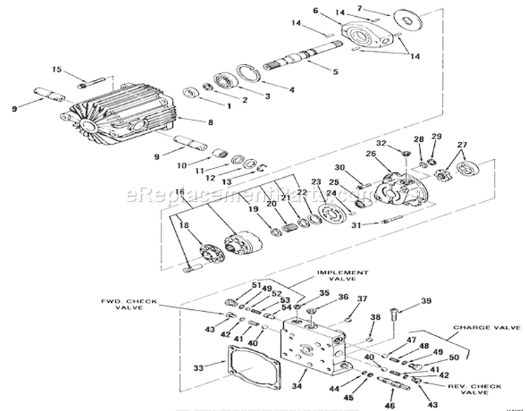 Hydrostatic Transmission-Pump Section Diagram and Parts List for 01-16OS01 1980 Toro Lawn Tractor
