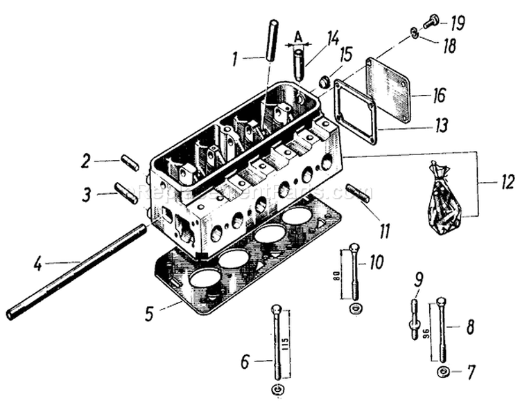 Cylinder Head Diagram and Parts List for 91-20RG01 1981 Toro Lawn Tractor